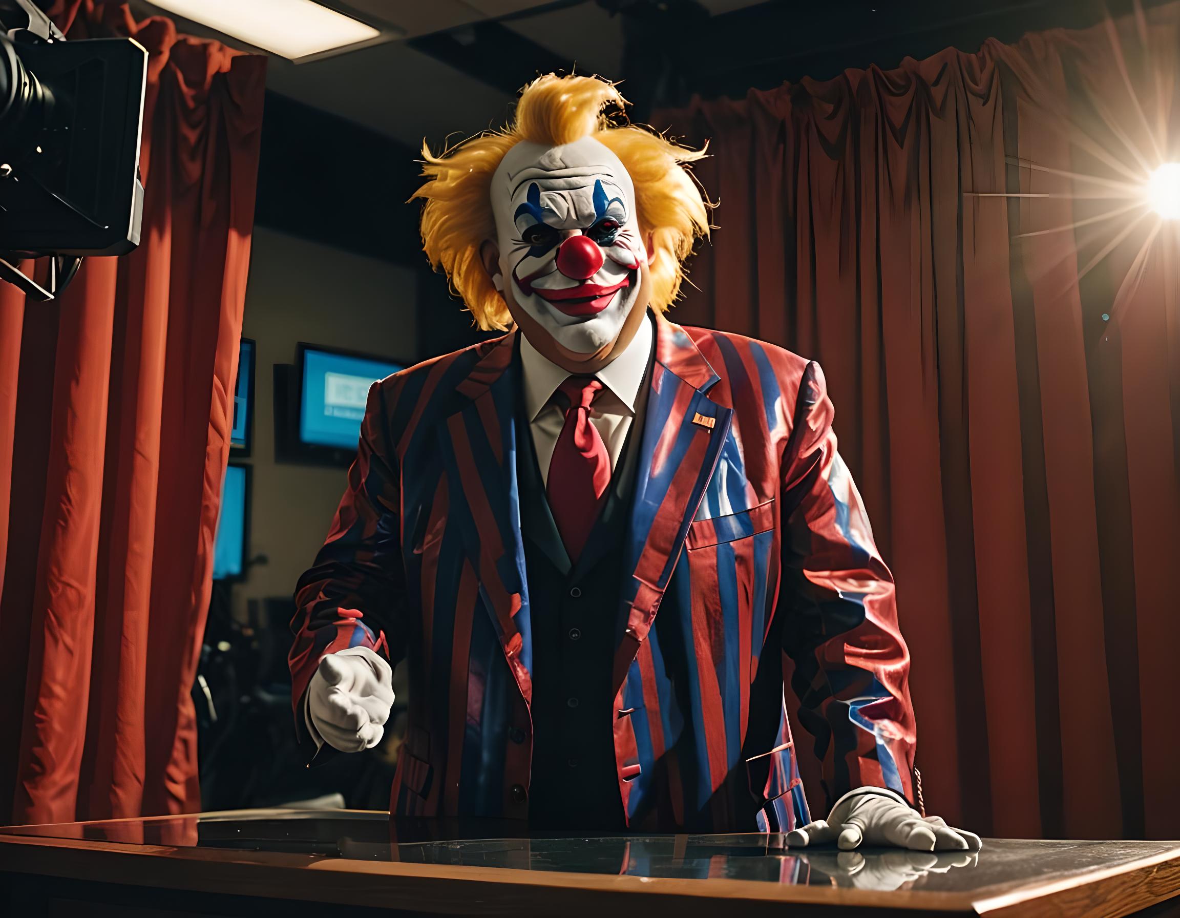 Donald Trump as a clown in the 2024 presidential debate