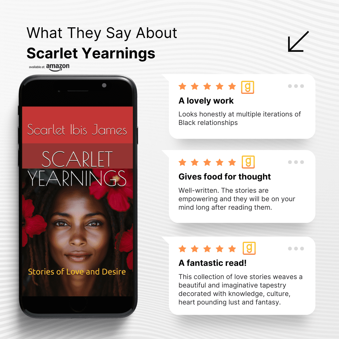 Graphic with snippets from Goodreads reviews for Scarlet Yearnings.