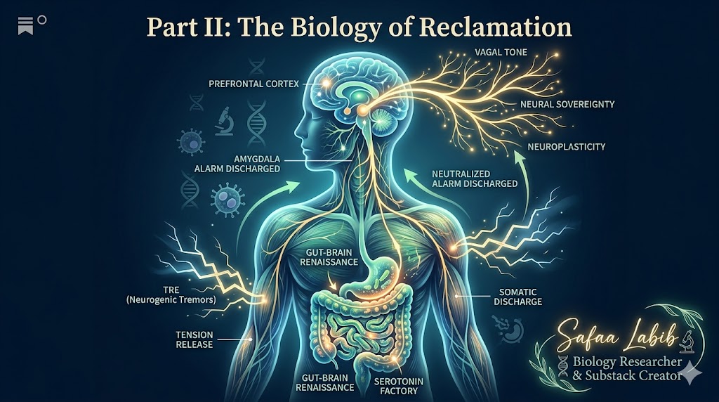 3D conceptual model of a human brain protected by a biological shield representing neuro-sovereignty and biological trauma recovery.