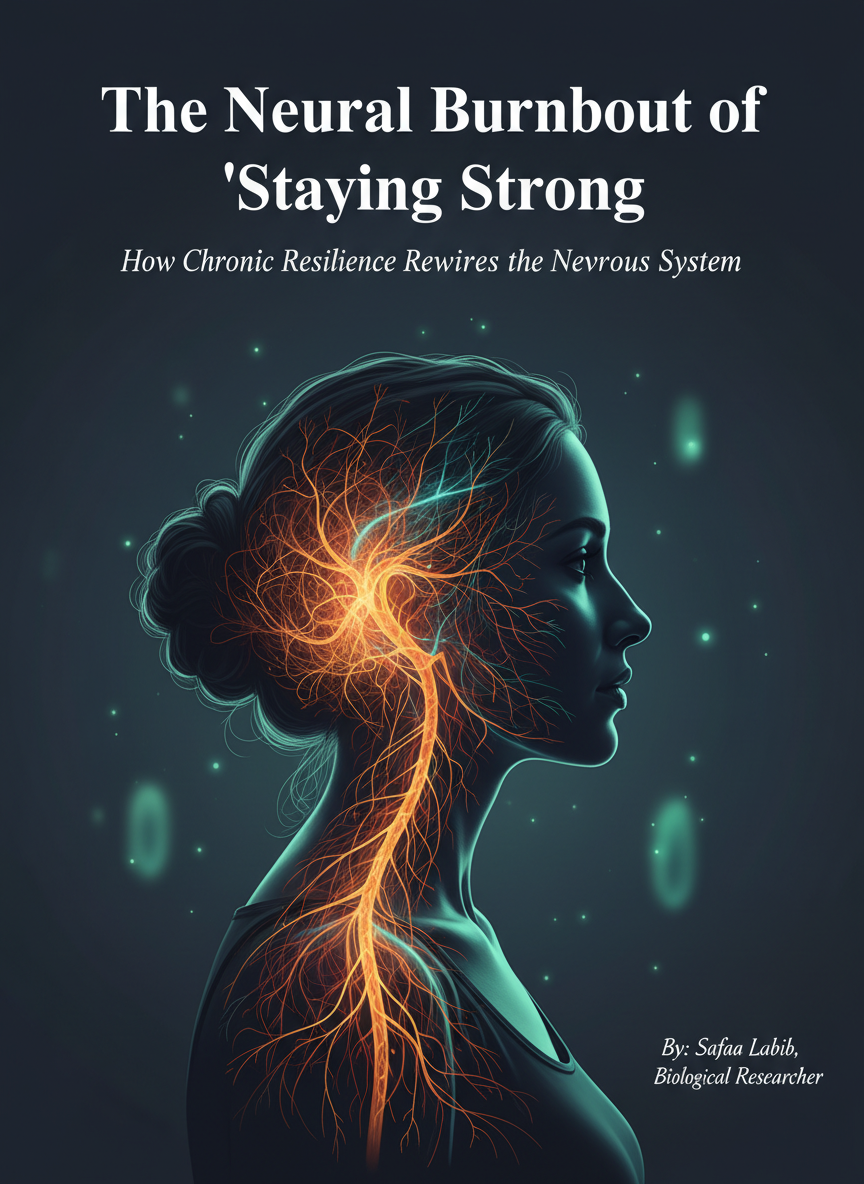 ector medical illustration of the neuro-allostatic transition between HPA-axis hyperactivation in crimson and parasympathetic vagal recovery in teal, representing maternal neural burnout.